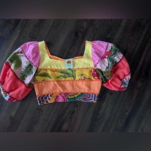 Woven multi- colored crop top size small